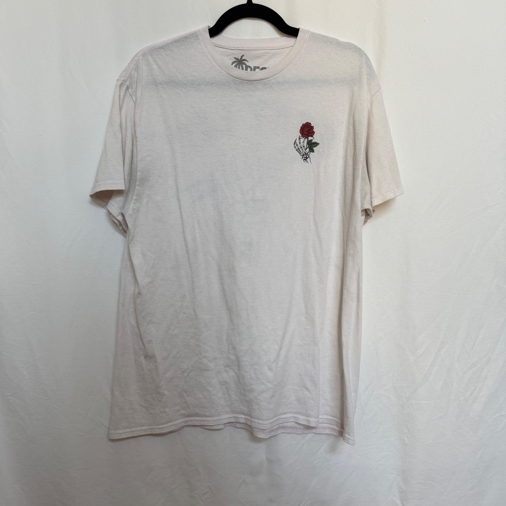 Vibes Mens Stay Lit Skeleton Rose Graphic Tee Light Pink Short Sleeve Mens L